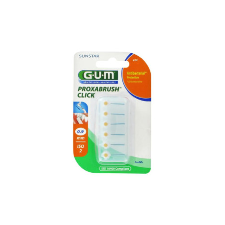 GUM Brossettes Interdentaires Click 0.9mm 6 recharges
