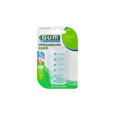 GUM Brossettes Interdentaires Click 1.1mm 6 recharges