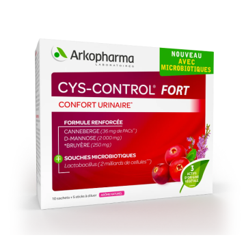 Cys-Control Fort avec Microbiotiques 10 Sachets + 5 Sticks à Diluer