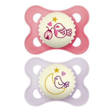 MAM Sucettes 1er Age Silicone Nuit lot de 2
