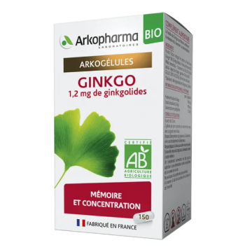 Arkogélules Ginkgo Mémoire et Concentration BIO 150 gélules