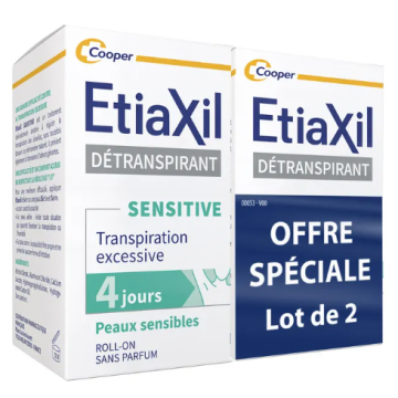 Etiaxil Détranspirant Sensitive Aisselles Peaux Sensibles Roll-On 2x15ml