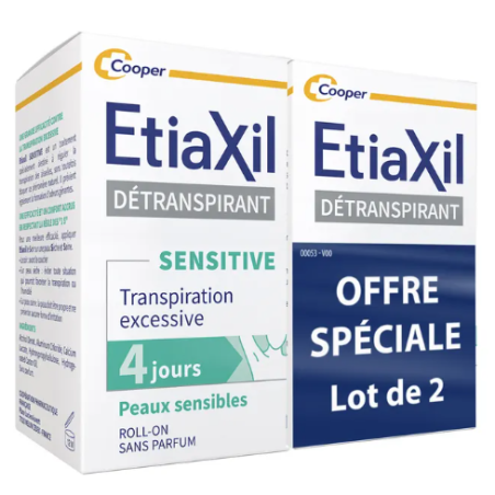 Etiaxil Détranspirant Sensitive Aisselles Peaux Sensibles Roll-On 2x15ml