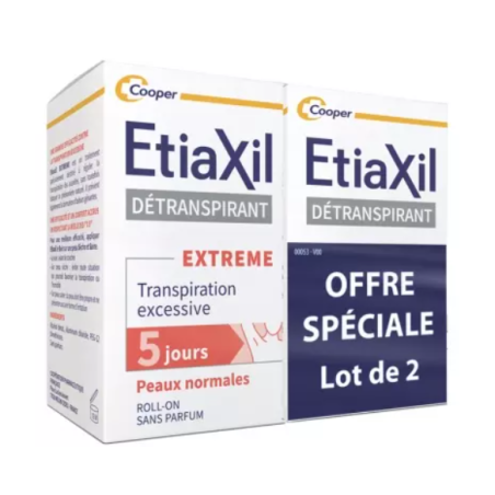 Etiaxil Détranspirant Extrême Aisselles Peaux Normales Roll-On 2x15ml