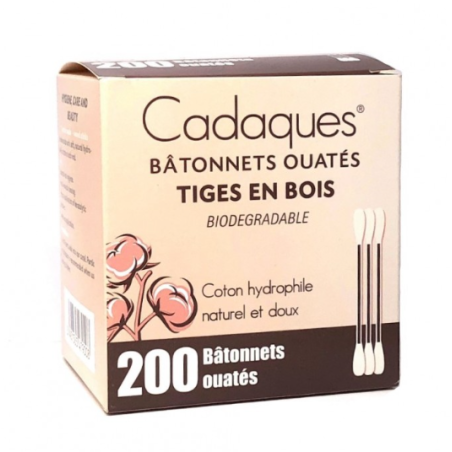 Cadaques 200 Bâtonnets Ouatés Tiges en Bois