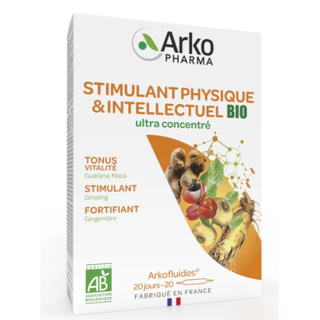 Arkopharma Arkofluides Stimulant Physique et Intellectuel Bio 30 ampoules