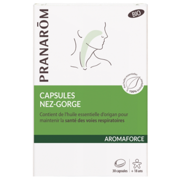 Pranarōm Aromaforce Capsules Nez-Gorge Bio 30 capsules