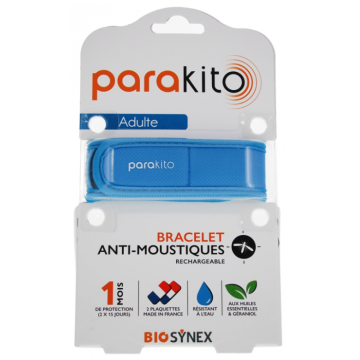 Parakito Bracelet Anti-Moustiques Rechargeable Adulte Bleu