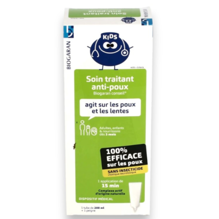 Biogaran Kids Soin Traitant Anti Poux et Lentes 200ml + 1 Peigne