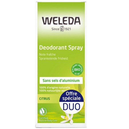 Weleda Déodorant Spray au Citrus Lot de 2x100ml