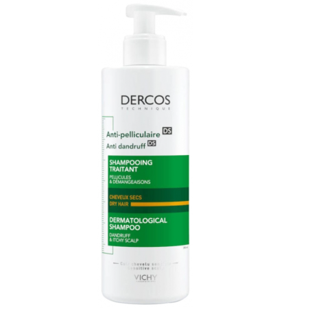 Vichy Dercos Shampoing Traitant Anti-Pelliculaire DS Cheveux Secs 390ml