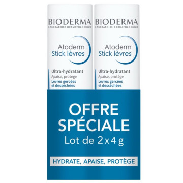 Bioderma Atoderm Stick Lèvres Ultra-Hydratant Lot de 2x4g