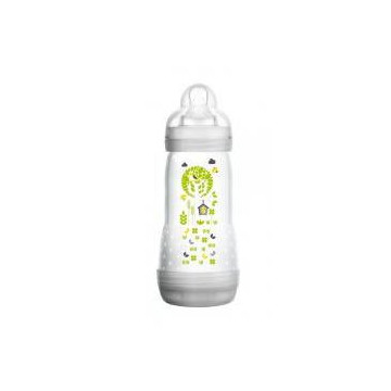 MAM Biberon Easy Start Anti Colique 320ml Gris 0 Mois et + Tétine Débit 3