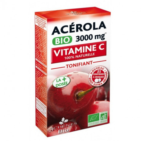 3 Chênes 100% BIO Acerola 3000 21 comprimés